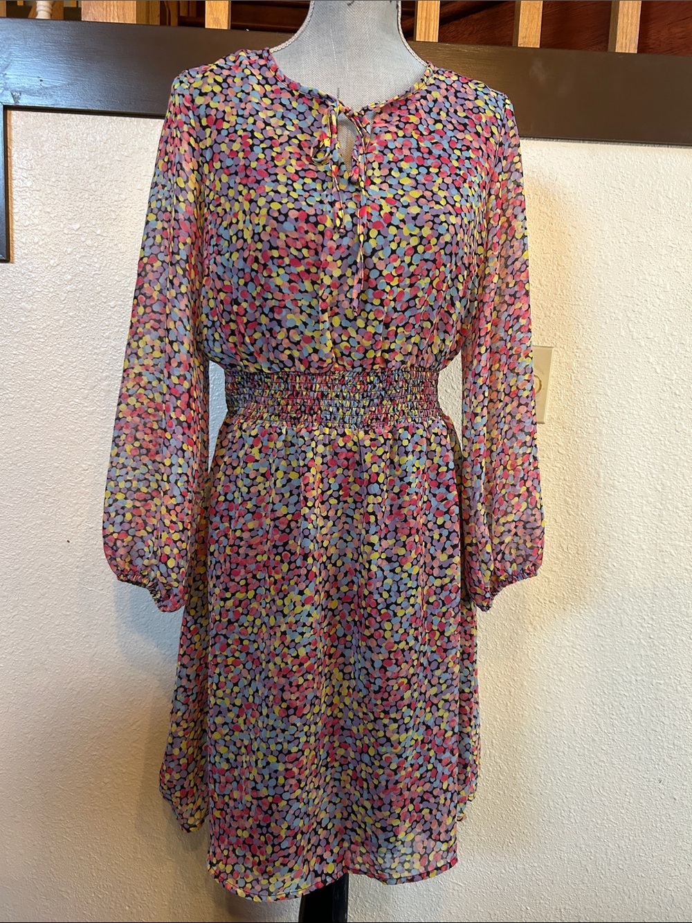 Tahari Multicolor Polka Dot Midi Dress
